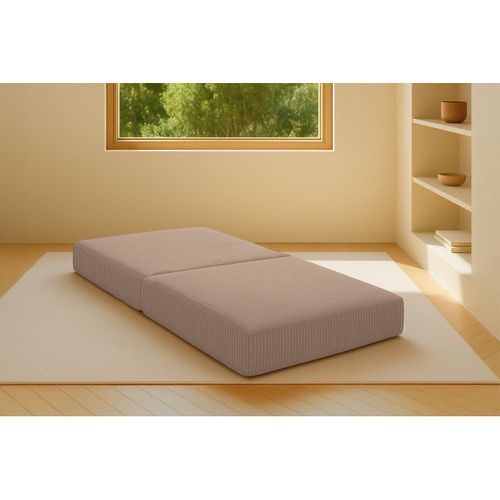 Pouf Modulable Et Convertible - Velours Côtelé - Taupe
