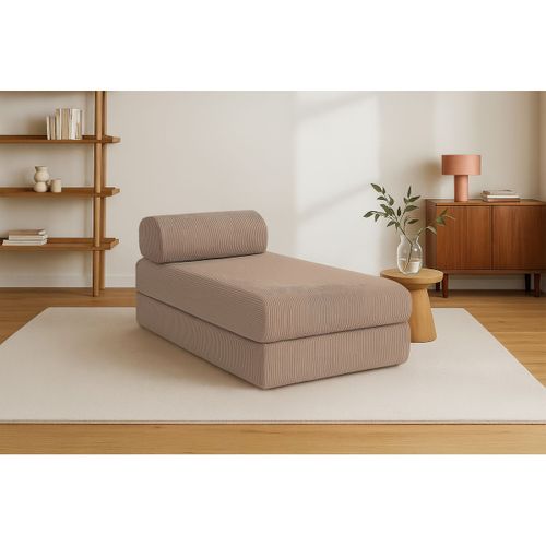 Méridienne Modulable Et Convertible - Velours Côtelé - Taupe