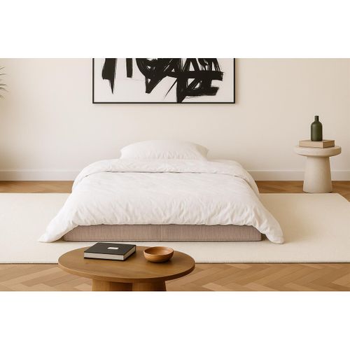 Canapé Droit Modulable Et Convertible 2 Places - Velours Côtelé - Taupe