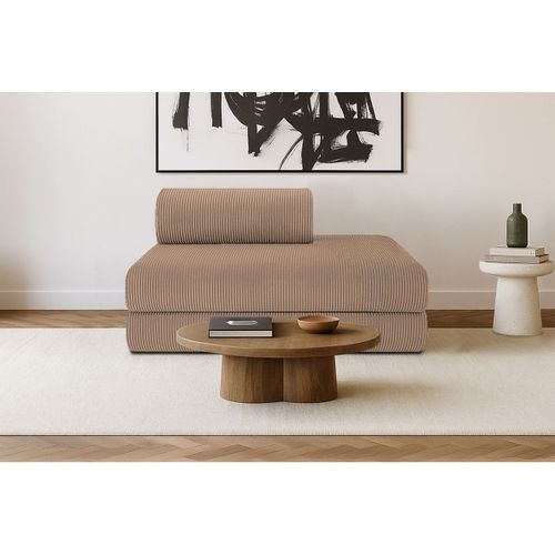 Canapé Droit Modulable Et Convertible 2 Places - Velours Côtelé - Taupe