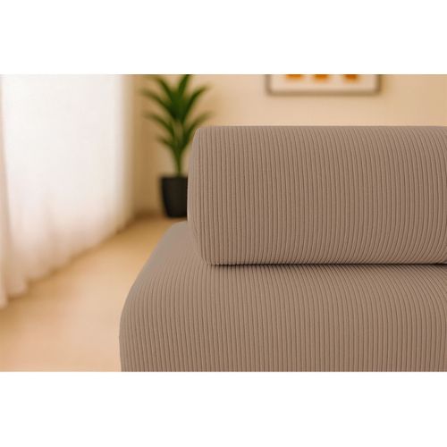 Canapé Droit Modulable Et Convertible 2 Places - Velours Côtelé - Taupe