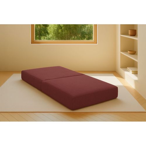 Pouf Modulable Et Convertible - Velours Côtelé - Rouge