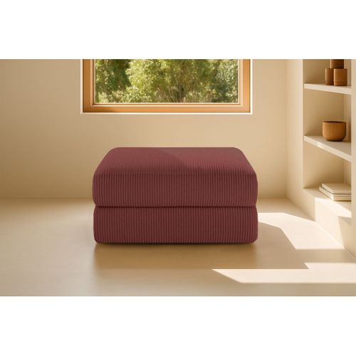 Pouf Modulable Et Convertible - Velours Côtelé - Rouge