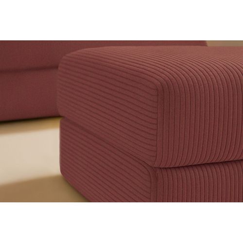 Pouf Modulable Et Convertible - Velours Côtelé - Rouge