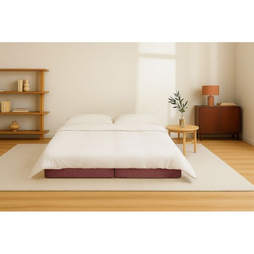 Méridienne Modulable Et Convertible - Velours Côtelé - Rouge