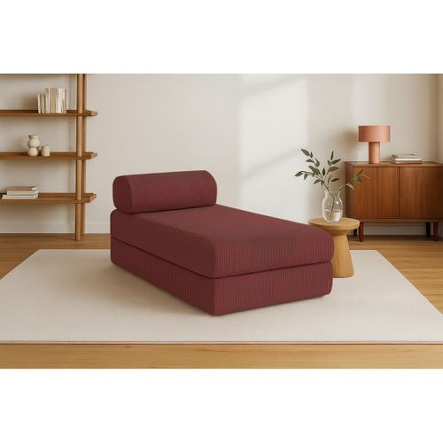 Méridienne Modulable Et Convertible - Velours Côtelé - Rouge