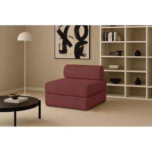 Fauteuil Modulable Et Convertible - Velours Côtelé - Rouge