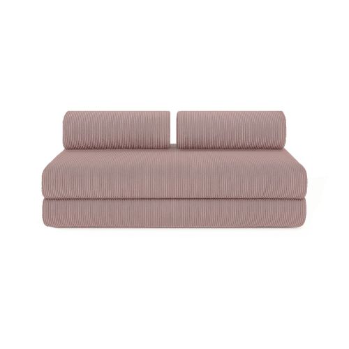 Canapé D'angle Convertible 4 Places - Velours Côtelé - Rose Pâle