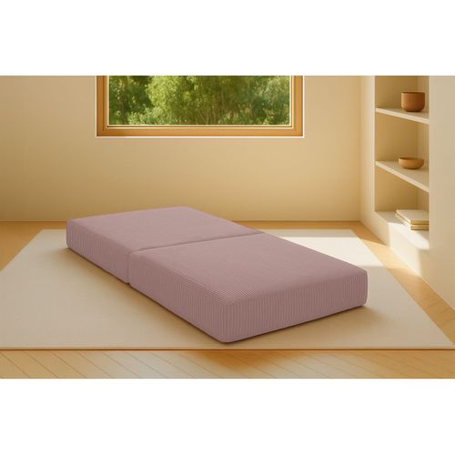 Pouf Modulable Et Convertible - Velours Côtelé - Rose Pâle