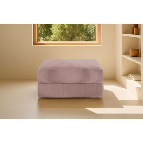 Pouf Modulable Et Convertible - Velours Côtelé - Rose Pâle