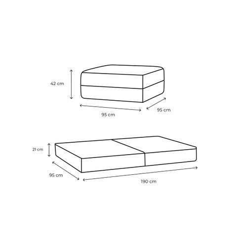 Pouf Modulable Et Convertible - Velours Côtelé - Rose Pâle