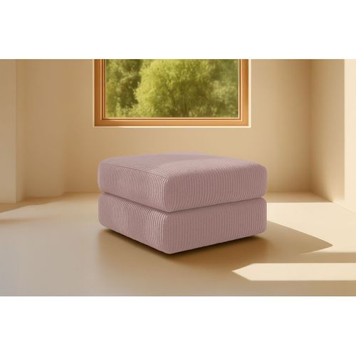 Pouf Modulable Et Convertible - Velours Côtelé - Rose Pâle