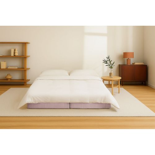 Méridienne Modulable Et Convertible - Velours Côtelé - Rose Pâle