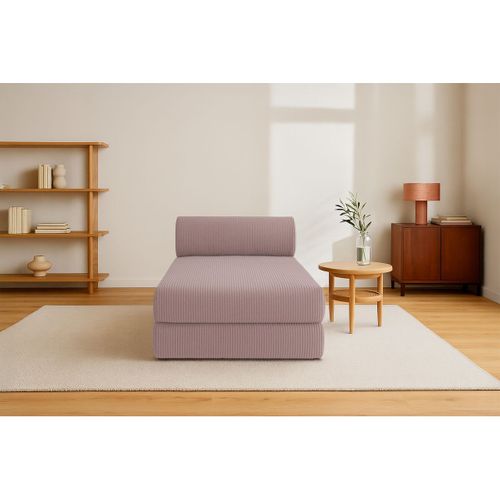 Méridienne Modulable Et Convertible - Velours Côtelé - Rose Pâle