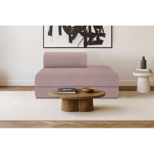 Canapé Droit Modulable Et Convertible 2 Places - Velours Côtelé - Rose Pâle