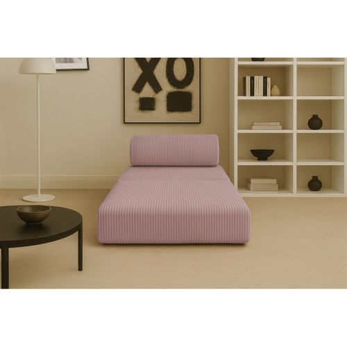 Fauteuil Modulable Et Convertible - Velours Côtelé - Rose Pâle