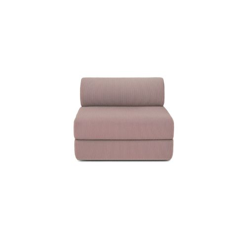 Fauteuil Modulable Et Convertible - Velours Côtelé - Rose Pâle