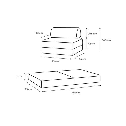 Fauteuil Modulable Et Convertible - Velours Côtelé - Rose Pâle