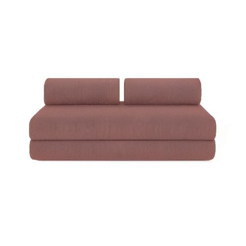 Canapé D'angle Convertible 6,5 Places - Velours Côtelé - Rose