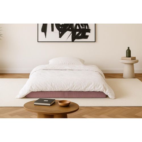 Canapé Droit Modulable Et Convertible 2 Places - Velours Côtelé - Rose