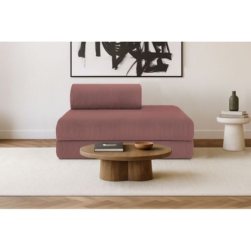 Canapé Droit Modulable Et Convertible 2 Places - Velours Côtelé - Rose