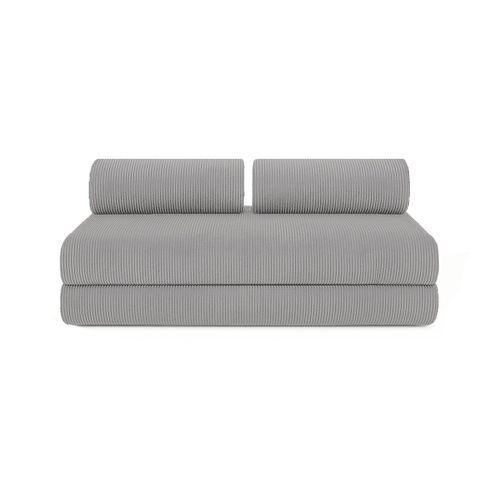 Canapé D'angle Convertible 4 Places - Velours Côtelé - Gris Clair