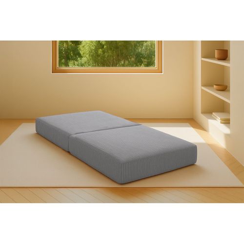 Pouf Modulable Et Convertible - Velours Côtelé - Gris Clair