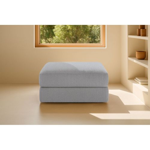 Pouf Modulable Et Convertible - Velours Côtelé - Gris Clair