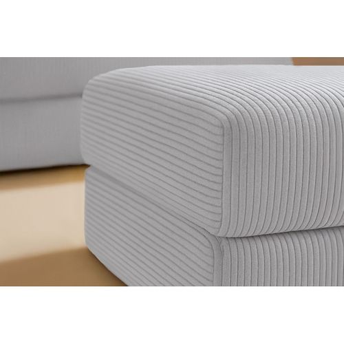Pouf Modulable Et Convertible - Velours Côtelé - Gris Clair