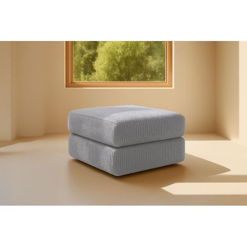 Pouf Modulable Et Convertible - Velours Côtelé - Gris Clair