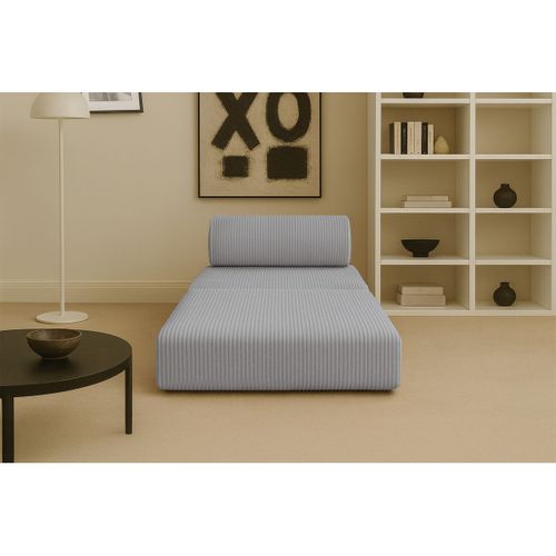 Fauteuil Modulable Et Convertible - Velours Côtelé - Gris Clair