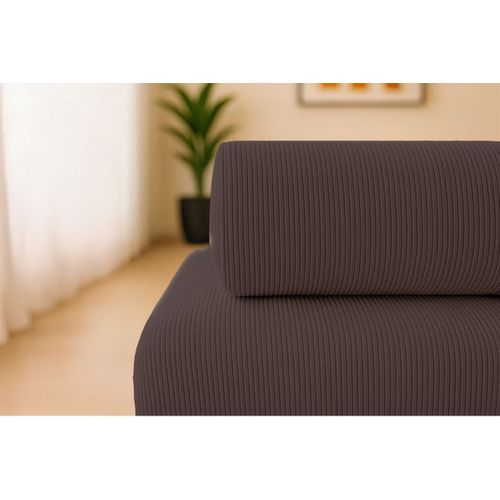 Canapé Droit Convertible 3 Places - Velours Côtelé - Marron