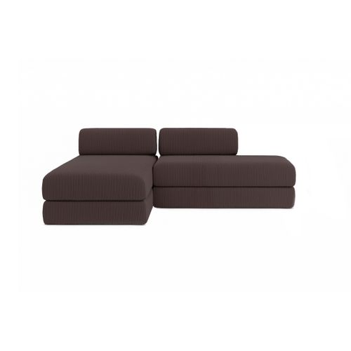 Canapé D'angle Convertible 5 Places - Velours Côtelé - Marron