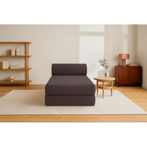 Méridienne Modulable Et Convertible - Velours Côtelé - Marron