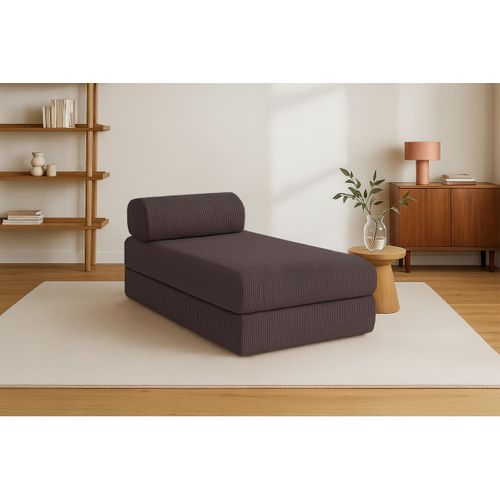 Méridienne Modulable Et Convertible - Velours Côtelé - Marron