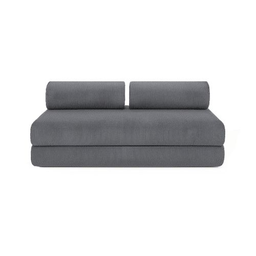 Canapé D'angle Convertible 4 Places - Velours Côtelé - Gris