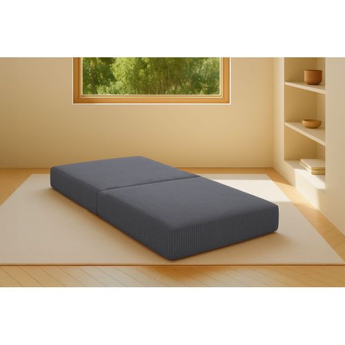 Pouf Modulable Et Convertible - Velours Côtelé - Gris