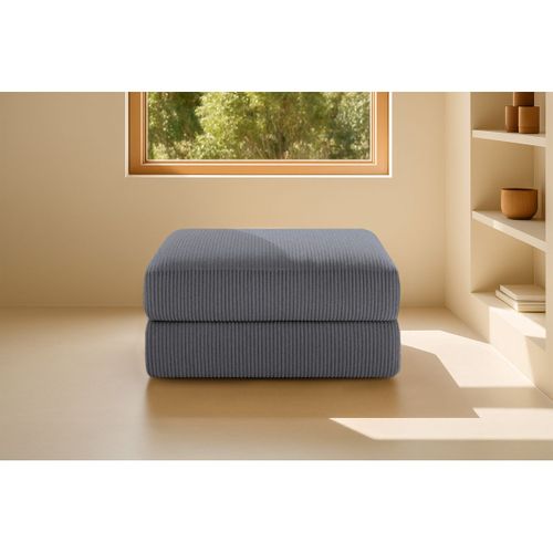 Pouf Modulable Et Convertible - Velours Côtelé - Gris
