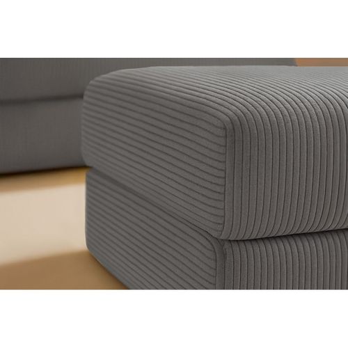 Pouf Modulable Et Convertible - Velours Côtelé - Gris