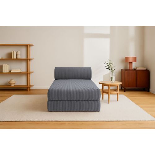 Méridienne Modulable Et Convertible - Velours Côtelé - Gris