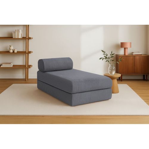 Méridienne Modulable Et Convertible - Velours Côtelé - Gris