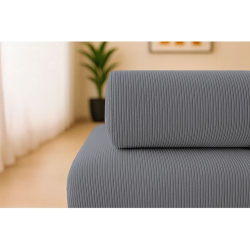 Canapé Droit Modulable Et Convertible 2 Places - Velours Côtelé - Gris