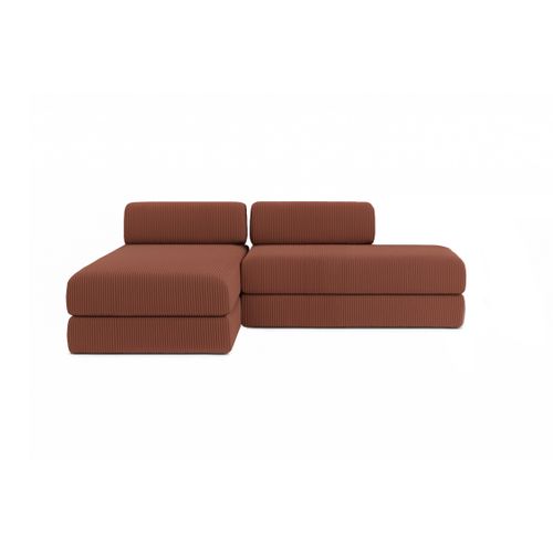 Canapé D'angle Convertible 5 Places - Velours Côtelé - Terracotta