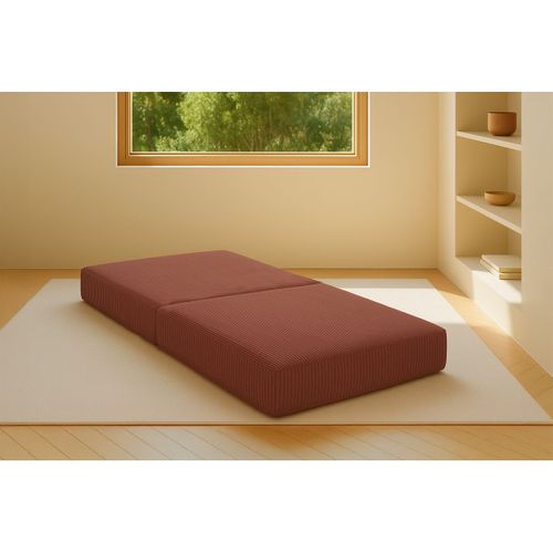 Pouf Modulable Et Convertible - Velours Côtelé - Terracotta