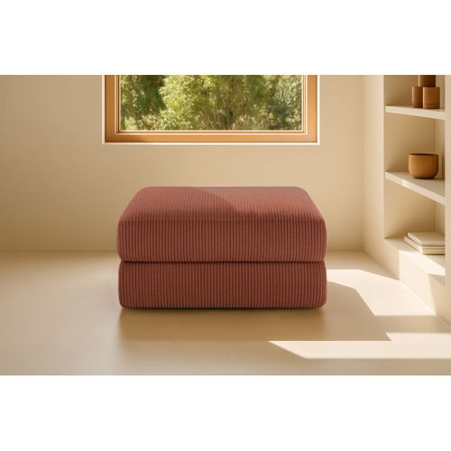 Pouf Modulable Et Convertible - Velours Côtelé - Terracotta