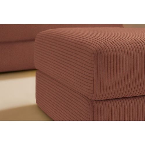 Pouf Modulable Et Convertible - Velours Côtelé - Terracotta