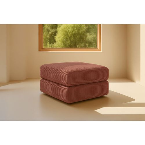 Pouf Modulable Et Convertible - Velours Côtelé - Terracotta