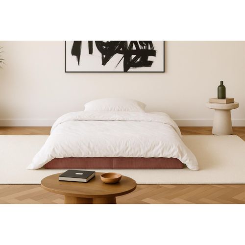 Canapé Droit Modulable Et Convertible 2 Places - Velours Côtelé - Terracotta