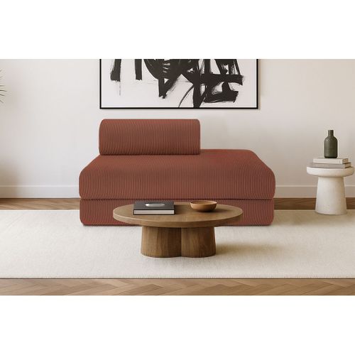 Canapé Droit Modulable Et Convertible 2 Places - Velours Côtelé - Terracotta