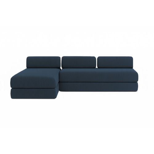 Canapé D'angle Convertible 6,5 Places - Velours Côtelé - Bleu